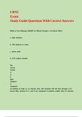 CRNI Exam Study Guide Questions With Correct Answers