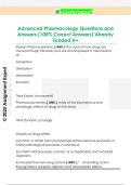 Advanced Pharmacology Questions and  Answers &lpar;100&percnt; Correct Answers&rpar; Already  Graded A&plus; 
