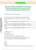 Advanced Patho NSG5003 Immunity and  Infection Questions and Answers &lpar;100&percnt;  Correct Answers&rpar; Already Graded A&plus; 