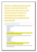 NUR 242 &ndash; Medical-Surgical Nursing Midterm Exam With Actual 120 Questions & Verified Answers&comma;Plus Rationales&sol;Expert Verified For Guaranteed Pass Graded A&plus;&sol; 2025&sol;2026 &sol;Latest Update&sol;Instant Download Pdf