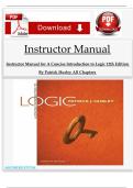 A Concise Introduction to Logic &lpar;12th Edition&rpar; &ndash; Patrick Hurley &ndash; Instructor Manual with Complete Chapter Solutions and Exercise Answers &lpar; Cengage&comma; Isbn&colon; 9781285196541&rpar;