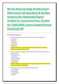 NR 341 Pharmacology Practice Exam With Actual 120 Questions & Verified Answers&comma;Plus Rationales&sol;Expert Verified For Guaranteed Pass Graded A&plus;&sol; 2025&sol;2026 &sol;Latest Update&sol;Instant Download Pdf
