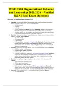 WGU C484 Organizational Behavior and Leadership 2025&sol;2026 &ndash; Verified Q&A &vert; Real Exam Questions