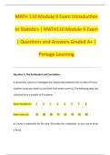 MATH 110 Module 9 Exam Introduction  to Statistics &vert; MATH110 Module 9 Exam  &vert; Questions and Answers Graded A&plus; &vert;  Portage Learning