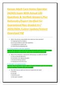 Kansas Adult Care Home Operator &lpar;ACHO&rpar; Exam With Actual 120 Questions & Verified Answers&comma;Plus Rationales&sol;Expert Verified For Guaranteed Pass Graded A&plus;&sol; 2025&sol;2026 &sol;Latest Update&sol;Instant Download Pdf