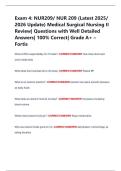 Exam 4&colon; NUR209&sol; NUR 209 &lpar;Latest 2025&sol;  2026 Update&rpar; Medical Surgical Nursing II  Review&vert; Questions with Well Detailed  Answers&vert; 100&percnt; Correct&vert; Grade A&plus; &ndash;  Fortis