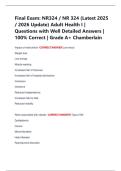 Final Exam&colon; NR324 &sol; NR 324 &lpar;Latest 2025  &sol; 2026 Update&rpar; Adult Health I &vert;  Questions with Well Detailed Answers &vert;  100&percnt; Correct &vert; Grade A&plus; Chamberlain 