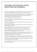 CULTURAL PSYCHOLOGY STUDY QUESTIONS AND ANSWERS