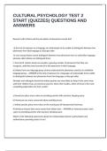 CULTURAL PSYCHOLOGY TEST 2 START &lpar;QUIZZES&rpar; QUESTIONS AND ANSWERS