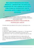 MLT &lpar;ASCP&rpar; HEMATOLOGY EXAM&colon;  MEDICAL LABORATORY TECHNICIAN CERTIFIED BY THE AMERICAN SOCIETY FOR CLINICAL PATHOLOGY &lpar;ASCP&rpar;&comma; 2025&sol;2026 WITH CORRECT&sol;ACCURATE ANSWERS