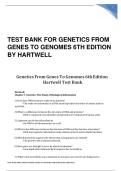 Test Bank for Genetics&colon; From Genes to Genomes 6th Edition by Hartwell &ndash; Complete Chapter-by-Chapter Study Guide & Exam Resource 2025&ndash;2026
