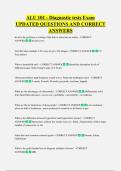 ALU 101 - Diagnostic tests Exam  UPDATED QUESTIONS AND CORRECT  ANSWERS