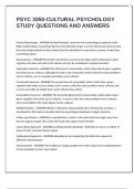 PSYC 3350-CULTURAL PSYCHOLOGY STUDY QUESTIONS AND ANSWERS