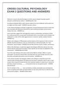 CROSS CULTURAL PSYCHOLOGY EXAM 2 QUESTIONS AND ANSWERS