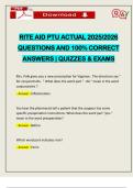 RITE AID PTU ACTUAL 2025&sol;2026 QUESTIONS AND 100&percnt; CORRECT ANSWERS &vert; QUIZZES & EXAMS
