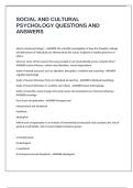 SOCIAL AND CULTURAL PSYCHOLOGY QUESTIONS AND ANSWERS