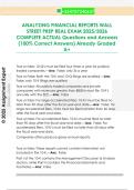 ANALYZING FINANCIAL REPORTS WALL  STREET PREP REAL EXAM 2025&sol;2026  COMPLETE ACTUAL Questions and Answers  &lpar;100&percnt; Correct Answers&rpar; Already Graded  A&plus;