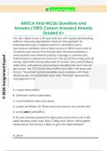 ANZCA Final MCQs Questions and  Answers &lpar;100&percnt; Correct Answers&rpar; Already  Graded A&plus;
