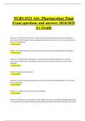 NURS 6521 Advanced Pharmacology Final Exam &ndash; Verified Questions and Correct Answers &lpar;A&plus; Graded&comma; 2024&sol;2025&rpar;