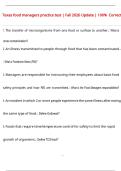 Texas food managers practice test &vert; Fall 2026 Update &vert; 100&percnt; Correct