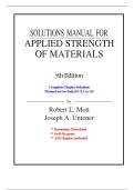 Applied Strength of Materials &ndash; Solution Manual &lpar;7th Edition&comma; Mott & Untener&rpar; &ndash; Complete Chapter Solutions