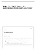 MGMT 371 EXAM 1- YANG &vert; 120 QUESTIONS &vert; WITH COMPLETE SOLUTIONS&period;