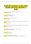 Section 609 Automotive A&sol;C Quiz  Newest Actual Questions & Verified Answers &lpar;A&plus; Guide Solution&comma; 2024&sol;2025&rpar;
