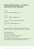 Business Math & Statistics - Ivy Software QUESTIONS WITH ANSWERS