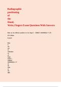 Radiographic positioning of the Hand&comma; Wrist&comma; Fingers Exam Questions With Answers