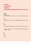 Certified Pennsylvania Evaluator Exam &lpar;CPE&rpar; Questions With Correct Answers