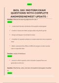 BIOL 3001 MIDTERM TEST QUESTIONS WITH VERIFIED ANSWERS