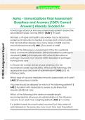 Apha - Immunizations Final Assessment  Questions and Answers &lpar;100&percnt; Correct  Answers&rpar; Already Graded A&plus; 