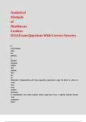 Analytical Methods of Healthcare Leaders - D514 Exam Questions With Correct Answers