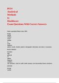 D514 Analytical Methods in Healthcare Exam Questions With Correct Answers