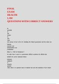 FINAL EXAM HEALTH LAW QUESTIONS WITH CORRECT ANSWERS
