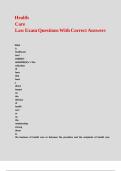 Health Care Law Exam Questions With Correct Answers