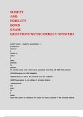 SURETY AND FIDELITY BOND EXAM QUESTIONS WITH CORRECT ANSWERS