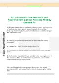 ATI Community Final Questions and  Answers &lpar;100&percnt; Correct Answers&rpar; Already  Graded A&plus;