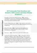 ATI Community Final Questions and  Answers &lpar;100&percnt; Correct Answers&rpar; Already  Graded A&plus; 