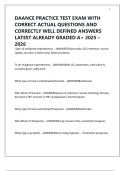 DAANCE PRACTICE TEST EXAM WITH CORRECT ACTUAL QUESTIONS AND CORRECTLY WELL DEFINED ANSWERS LATEST ALREADY GRADED A&plus; 2025 &ndash; 2026