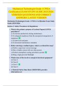 Mechanical Technologist Grade 1 CWEA  Certification EXAM STUDY GUIDE 2025&sol;2026 &vert;  VERIFIED QUESTIONS AND CORRECT  ANSWERS &vert; LATEST VERSION