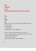 FNP Pediatric Exam Practice Questions With Correct Answers