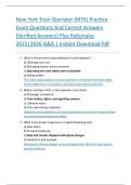 New York Train Operator &lpar;MTA&rpar; Practice  Exam Questions And Correct Answers  &lpar;Verified Answers&rpar; Plus Rationales  2025&vert;2026 Q&A &vert; Instant Download Pdf 