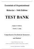 Test Bank &mdash; Essentials of Organizational Behavior&comma; 16th Edition &mdash; by Stephen P&period; Robbins & Timothy A&period; Judge