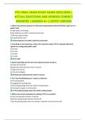 PTU FINAL EXAM STUDY GUIDE 2025/2026 |  ACTUAL QUESTIONS AND VERIFIED CORRECT  ANSWERS | GRADED A+ | LATEST VERSION
