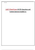 Anatomy and Physiology II &lpar;A&P 2&rpar; Final Exam &lpar;ECPI&rpar; Questions and Correct Answers Graded A&plus;