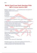 Bio141 Final Exam Study Questions With 100&percnt; Correct Answers 2025