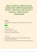 Exam 2&colon; NR 341 &sol; NR341 &lpar;Latest Update 2025 &sol; 2026&rpar; Complex Adult Health &vert; Questions with Answers &vert; Grade A &vert; 100&percnt; Correct &ndash; Chamberlain