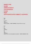 MARYLAND HOME IMPROVEMENT SALESPERSON EXAM PREP QUESTIONS WITH CORRECT ANSWERS&comma;&period;