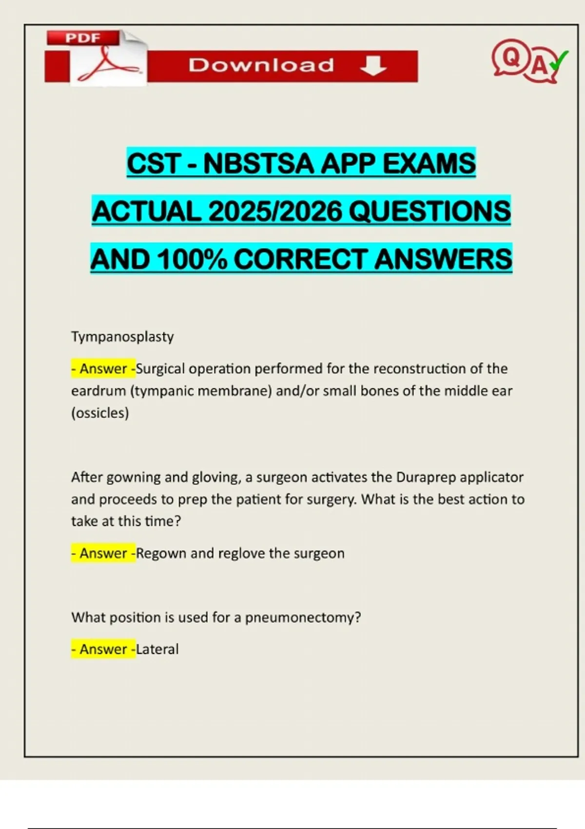 CST - NBSTSA APP EXAMS ACTUAL 2025/2026 QUESTIONS AND 100% CORRECT ...